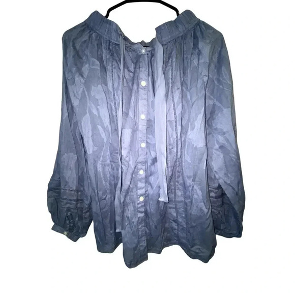 Roller Rabbit Womens Long Sleeve Off The Shoulder Embroidered Blouse - Picture 2 of 5